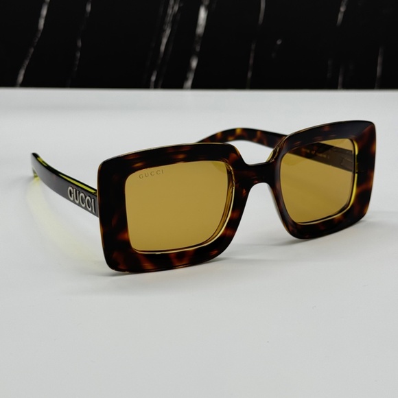 NEW GG1718S 002 GUCCI HAVANA YELLOW SQUARE WOMEN GUCCI SUNGLASSES - Picture 6 of 11